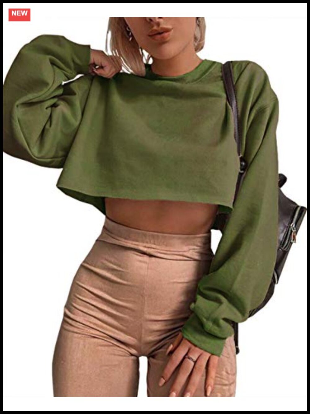 Women's Crewneck Long Sleeve Crop Sweatshirt Loose Pullover Workout Top